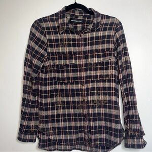 Designer Zadig & Voltaire Deluxe Size S Plaid Flannel Tessy Style Women's Shirt